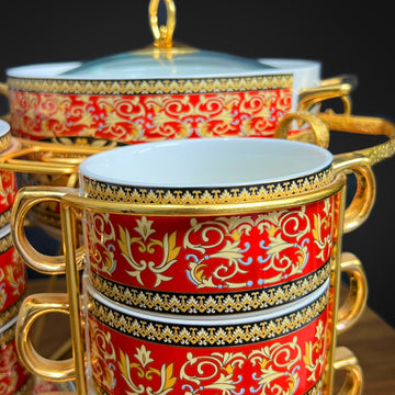 Red Versace Soup set 13 Pieces Design Soup